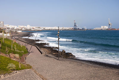 Scenic view of sea against clear sky