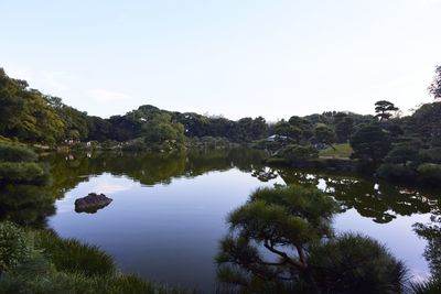 Scenic view of lake against sky