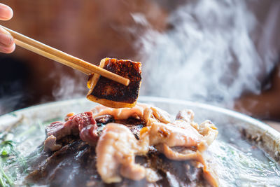 Close-up of preparing food