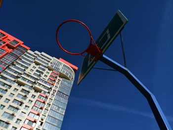 Low angle view of basketball hoop against sky