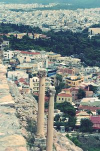 High angle view of buildings in city