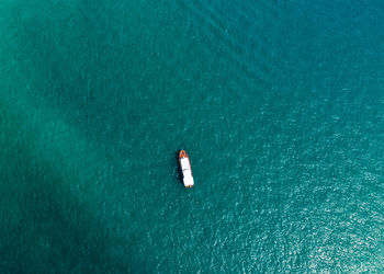 Aerial view of boat in sea