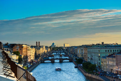 High angle view of city at waterfront