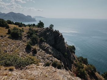 High angle view of sea against sky