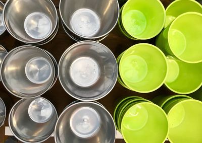 Directly above shot of empty bowls on table