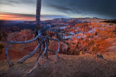 Scenic view of landscape against sky during sunset
