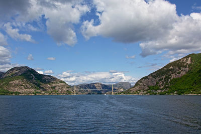 Scenic view of sea against cloudy sky