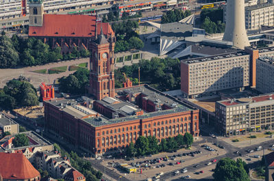 High angle view of cityscape