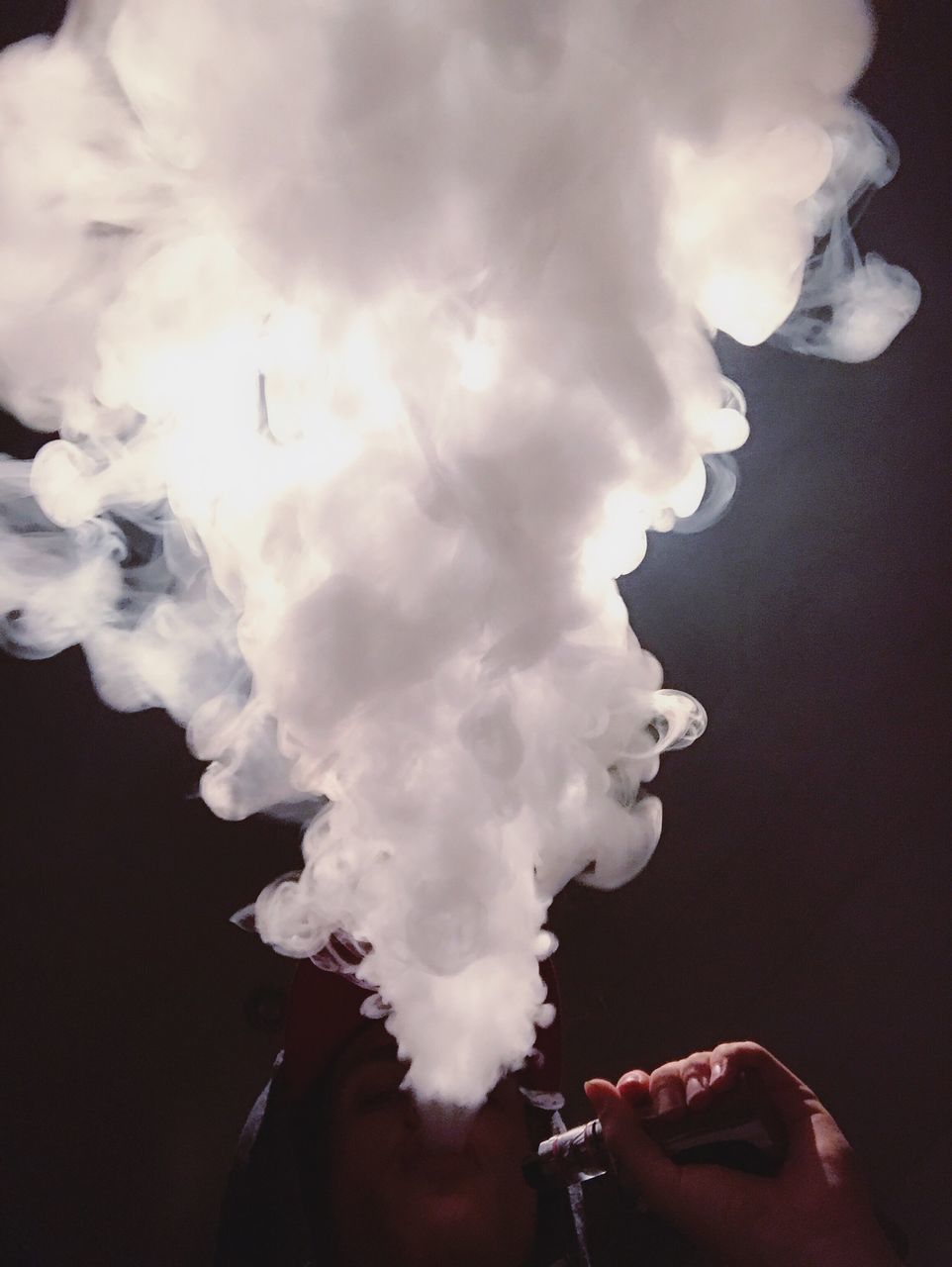 smoke - physical structure, cloud - sky, low angle view, sky, emitting, no people, outdoors, nature, day, close-up, representing
