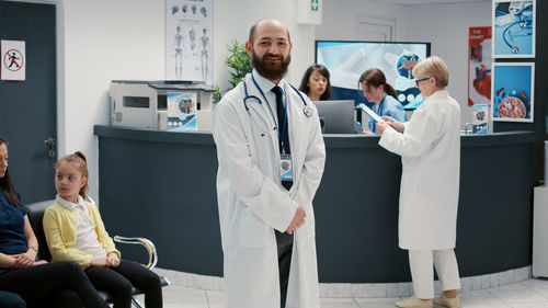 Portrait of doctors working in laboratory
