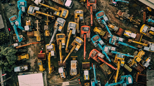 High angle view of buildings in city