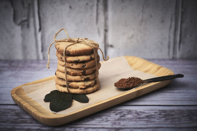 Close-up of cookies on table