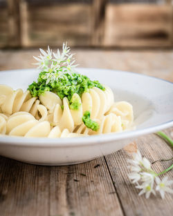 Close-up of salad in plate on table