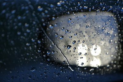 Close-up of water drops on glass