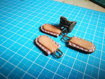 High angle view of cookies on table