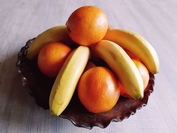 High angle view of oranges on table