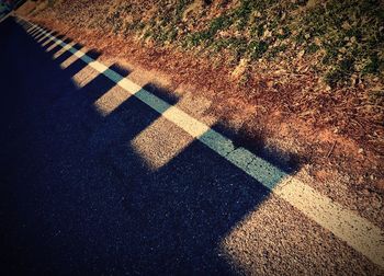 High angle view of zebra crossing on road