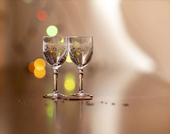 Close-up of wine glass on table