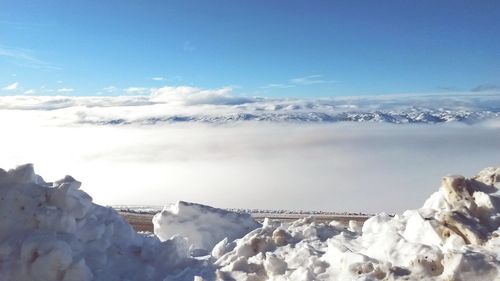 Aerial view of snowcapped mountains