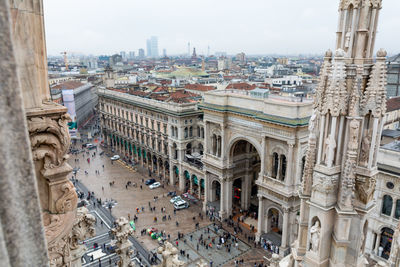 High angle view of buildings in city