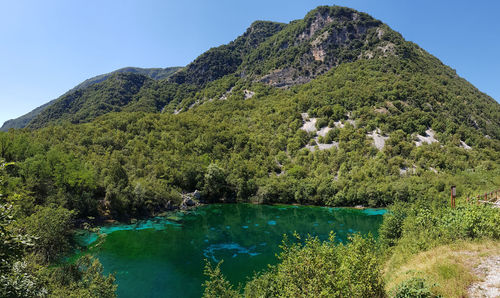 Scenic view of lake against clear sky