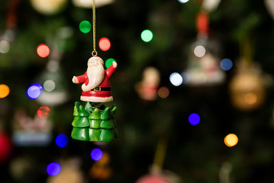 Close-up of illuminated christmas tree at night