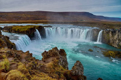 Scenic view of waterfall