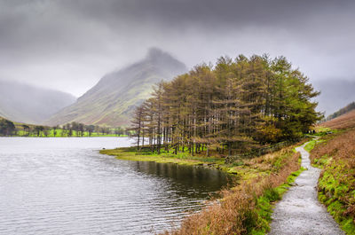 Scenic view of lake against sky