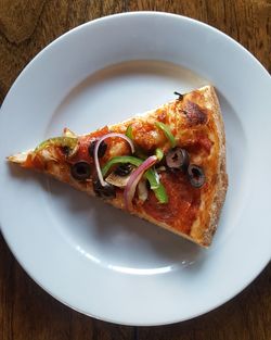 High angle view of food in plate on table