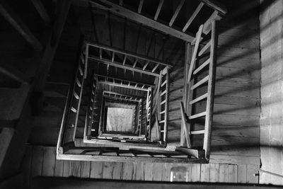 Directly below shot of spiral staircase of building