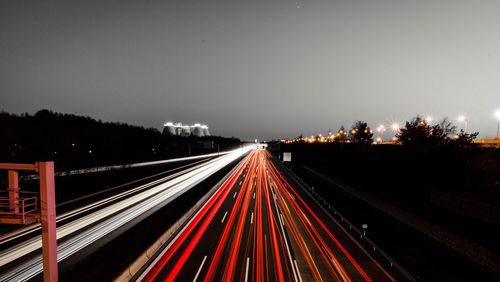 Long exposure of vehicle lights on highway