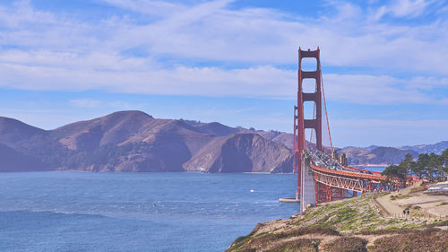 Suspension bridge over sea