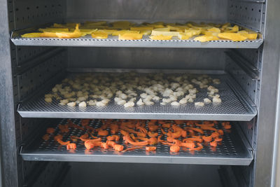 High angle view of food for sale