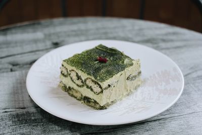 Close-up of dessert in plate on table