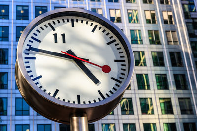 Low angle view of clock on building