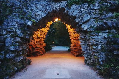 View of illuminated tunnel