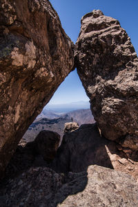 Scenic view of rock formations during sunny day