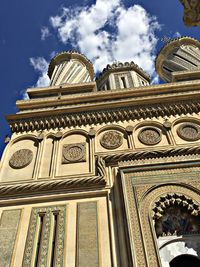 Low angle view of temple building against sky