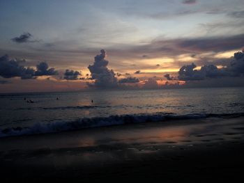 Scenic view of sea against dramatic sky