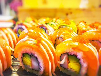 Close-up of orange fruit salad in plate