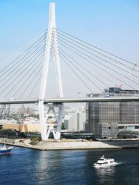 View of bridge over river against sky