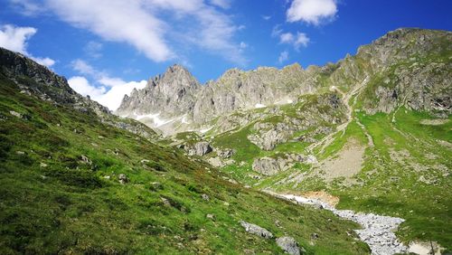 Scenic view of mountains against sky