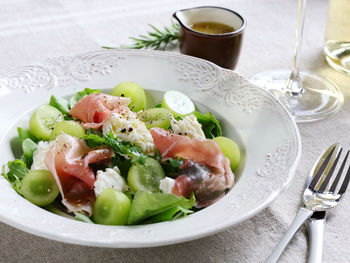 Close-up of food in plate on table