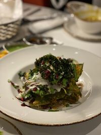 High angle view of meal served in plate