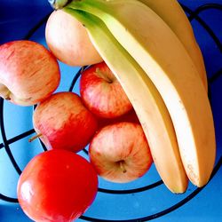 High angle view of fruits in container