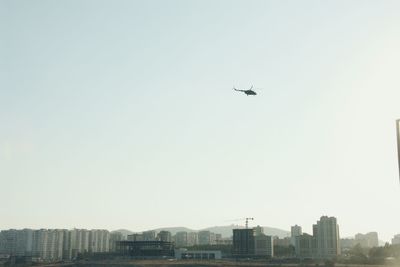 Low angle view of buildings against clear sky