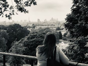 Rear view of woman looking at view