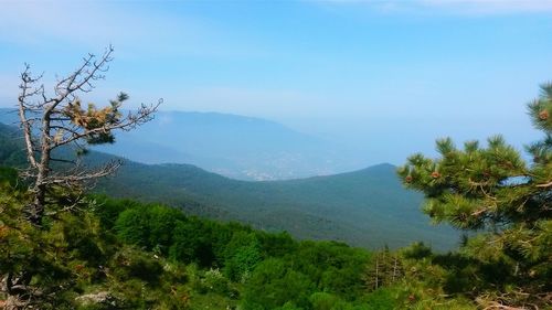 Scenic view of mountains against clear sky