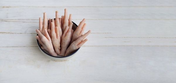 High angle view of bread on table