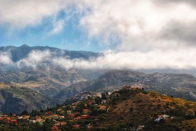 Scenic view of mountains against sky